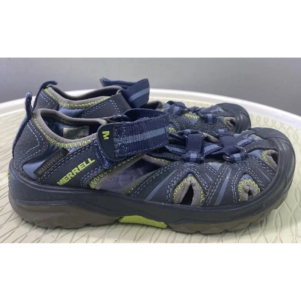 Merrell Hydro Hiker Kids Leather Hiking Shoes Childs Water Pool Sandals Blue 13